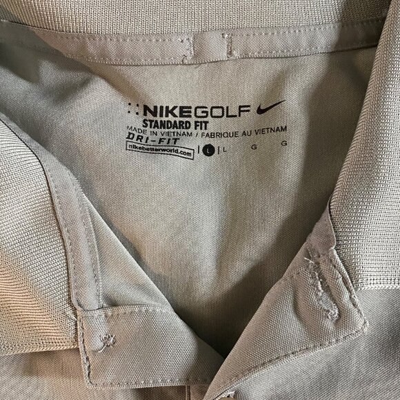 Nike Mens Dri-Fit Polo Shirt Gray Short Sleeve Performance Golf Top‎ Size L - Picture 11 of 16